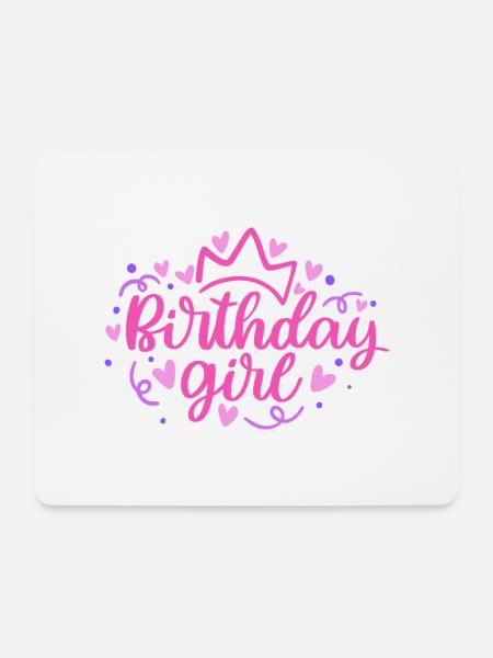 Birthday Girlie mit Krone Herzchen Konfetti - Mousepad (Querformat) - Weiß