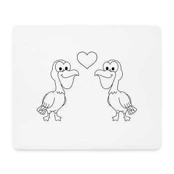 Pelikan Comic Couple amour - Tapis de souris (format paysage) - blanc - Devant