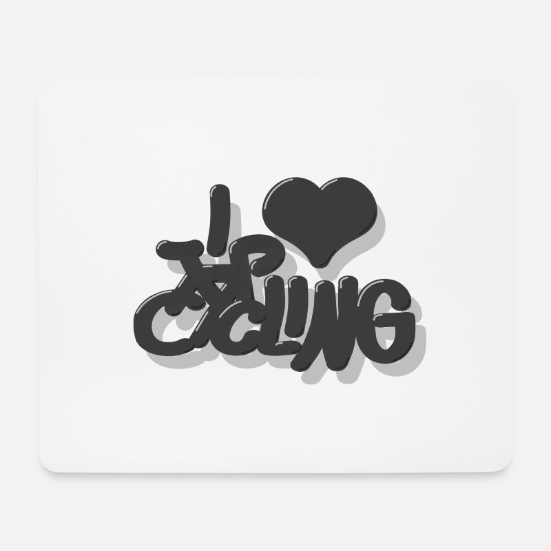 I_love_Cycling_grau - Mousepad (Querformat) - Weiß