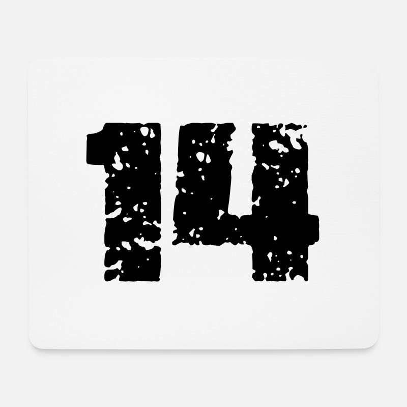 14 Zahl Trikot - Mousepad (Querformat) - Weiß