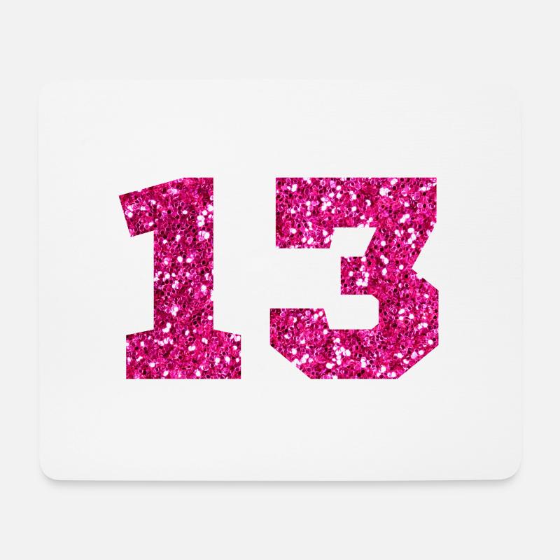 Number 13 Pink Glitter - 13th Birthday - Mouse Pad (horizontal) - white