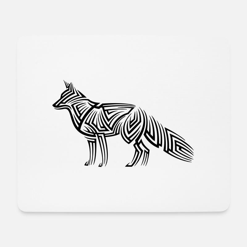 Fuchs Tribal Tattoo - Mousepad (Querformat) - Weiß