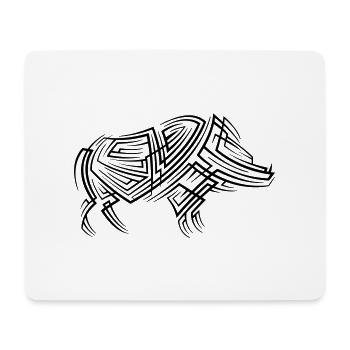 Tatouage tribal de sanglier - Tapis de souris (format paysage) - blanc - Devant