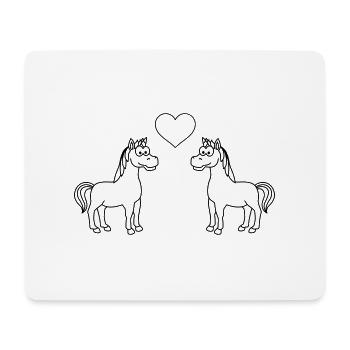 Licorne Bande dessinée Couple Amour - Tapis de souris (format paysage) - blanc - Devant