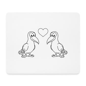 Krähe Comic Paar liebe - Mousepad (Querformat) - Weiß - Vorne