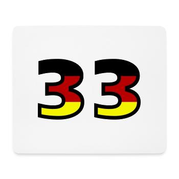 33 Zahl Deutschland Trikot - Mousepad (Querformat) - Weiß - Vorne