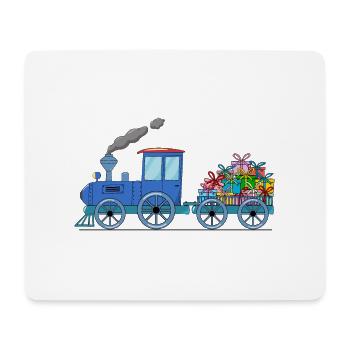 Kinderzug Eisenbahn mit Anhänger in blau - Mousepad (Querformat) - Weiß - Vorne