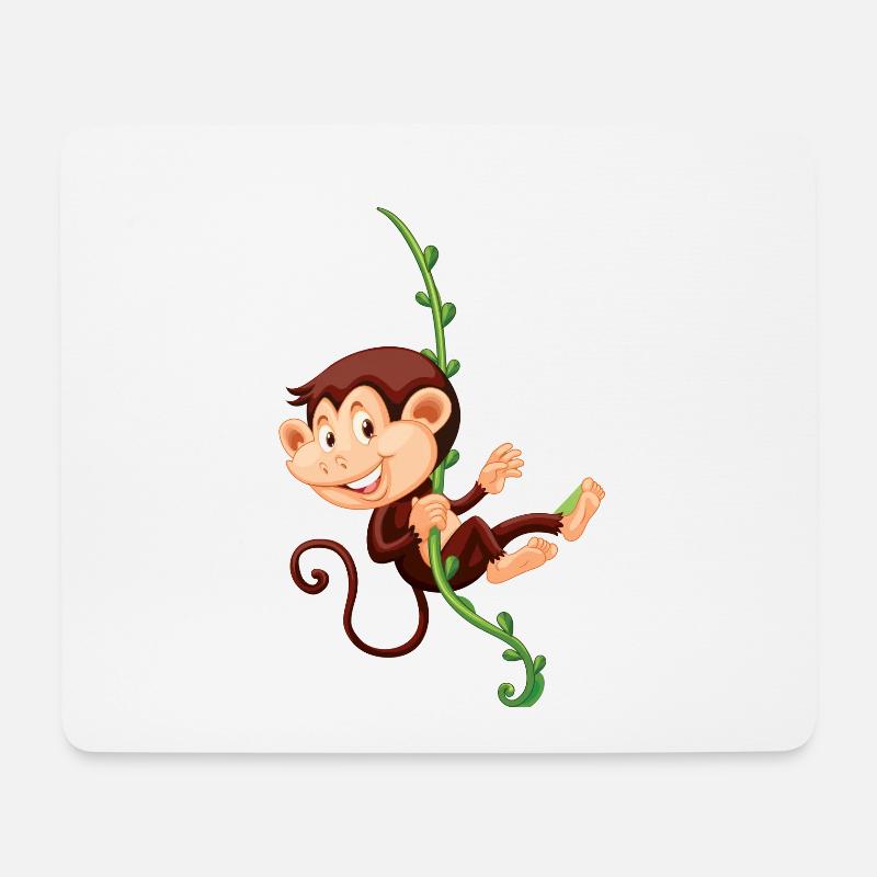 witziges kleines Affenbaby schwingt an Liane - Mousepad (Querformat) - Weiß