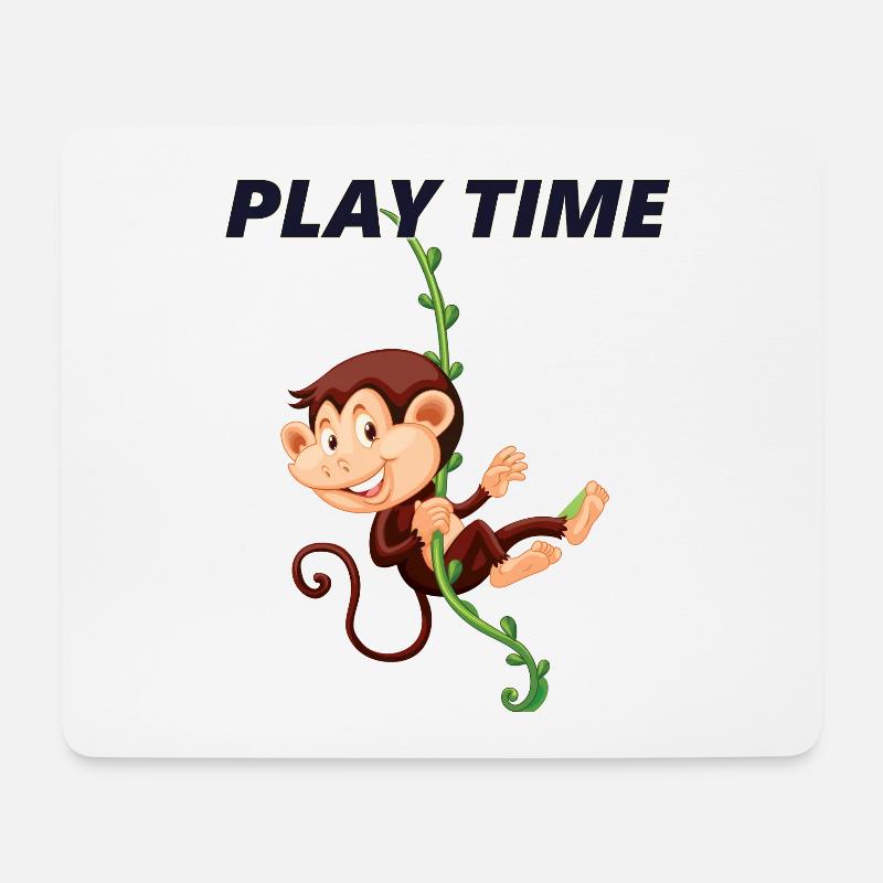 Affe schwingt an Liane - Play Time - Mousepad (Querformat) - Weiß