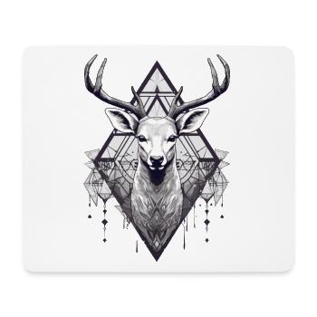 Schwarz-weißer Hirsch-Boho-Stil - Mousepad (Querformat) - Weiß - Vorne