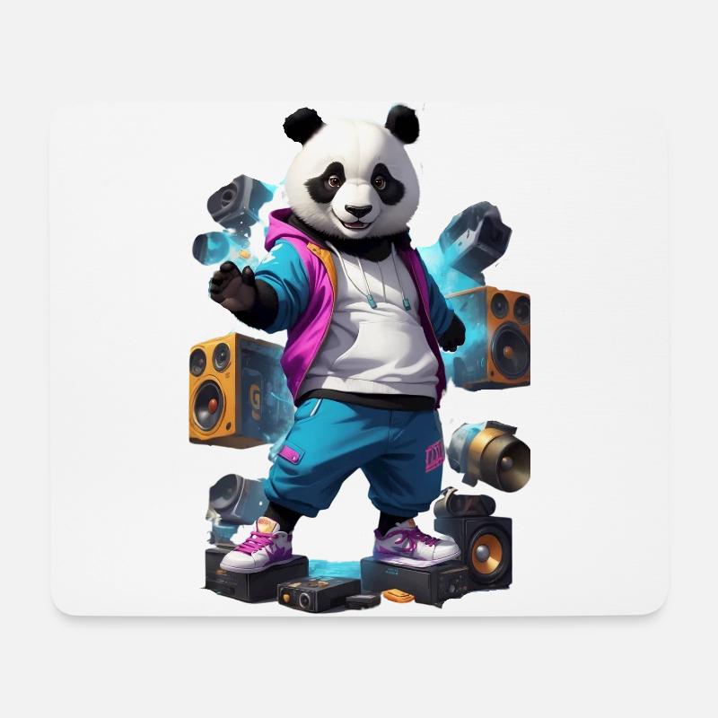 Breakdance Panda - Mousepad (Querformat) - Weiß