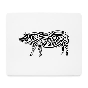 Tatouage tribal de cochon - Tapis de souris (format paysage) - blanc - Devant