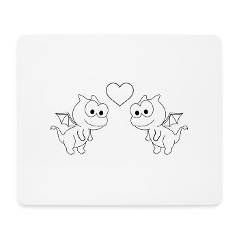 Drache Comic Paar liebe - Mousepad (Querformat) - Weiß - Vorne