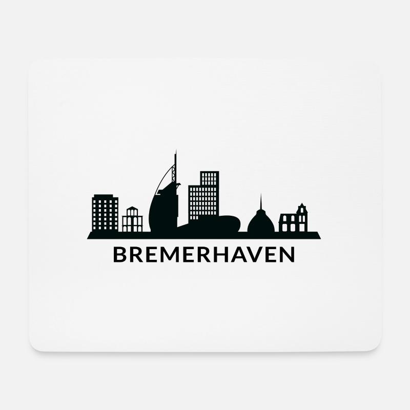 DIe Skyline von der Stadt Bremerhaven Deutschland - Mousepad (Querformat) - Weiß