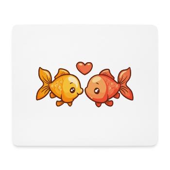 Poisson Rouge Couple Poisson Amoureux Animal Saint Valentin - Tapis de souris (format paysage) - blanc - Devant