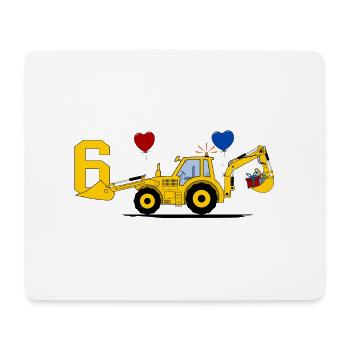6ème Tracteur Pelle - Tapis de souris (format paysage) - blanc - Devant