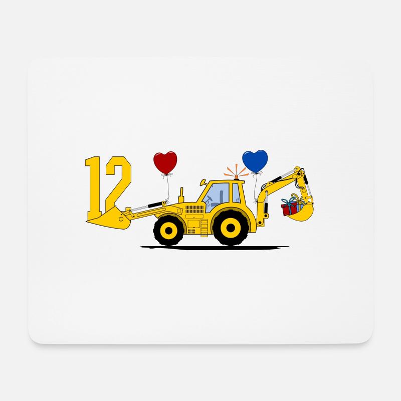 12. Geburtstag Bagger Traktor - Mousepad (Querformat) - Weiß