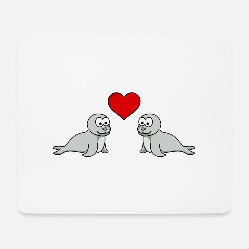 Robbe Tier Paar Liebe - Mousepad (Querformat) - Weiß