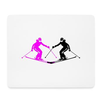 Ski Fahren Skiing Frau Silhouette - Mousepad (Querformat) - Weiß - Vorne