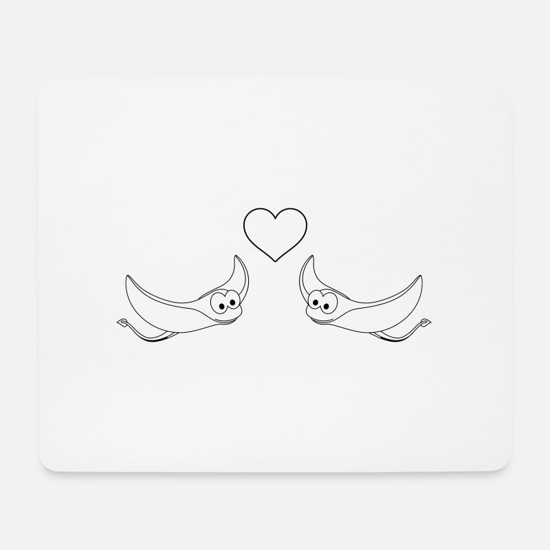 Rochen Comic Tier Paar liebe - Mousepad (Querformat) - Weiß