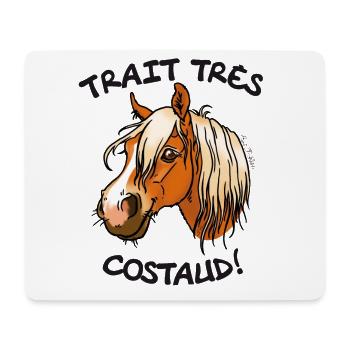 Cheval de trait comtois (texte noir) - Tapis de souris (format paysage) - blanc - Devant