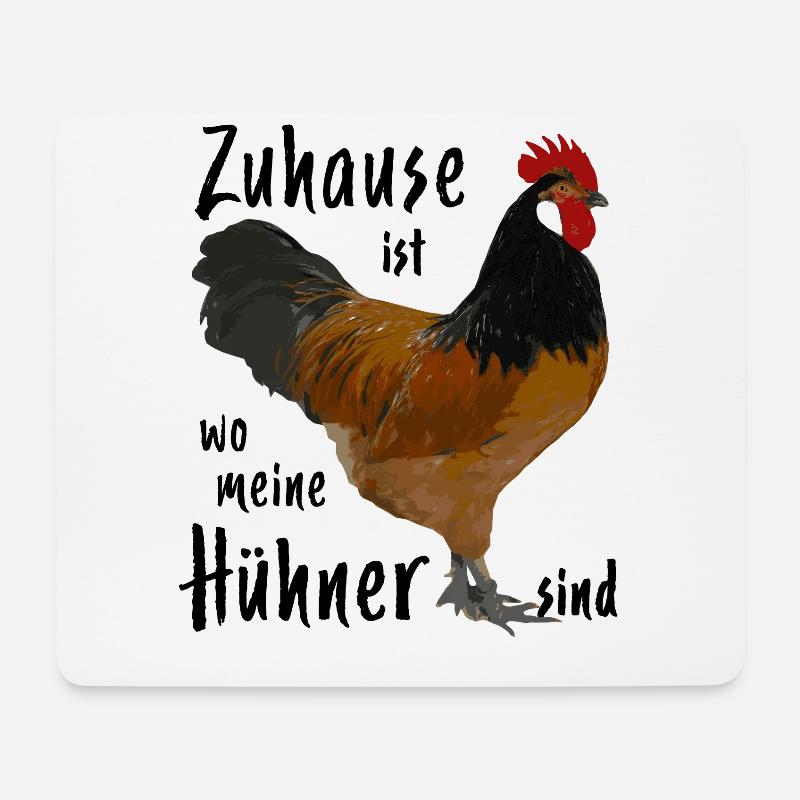 Zuhause ist wo meine Hühner sind! Vorwerk Hahn - Mousepad (Querformat) - Weiß