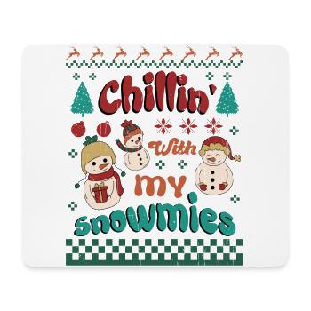 Chillin' with my Snowmies - ugly xmas / christmas - Mousepad (Querformat) - Weiß - Vorne