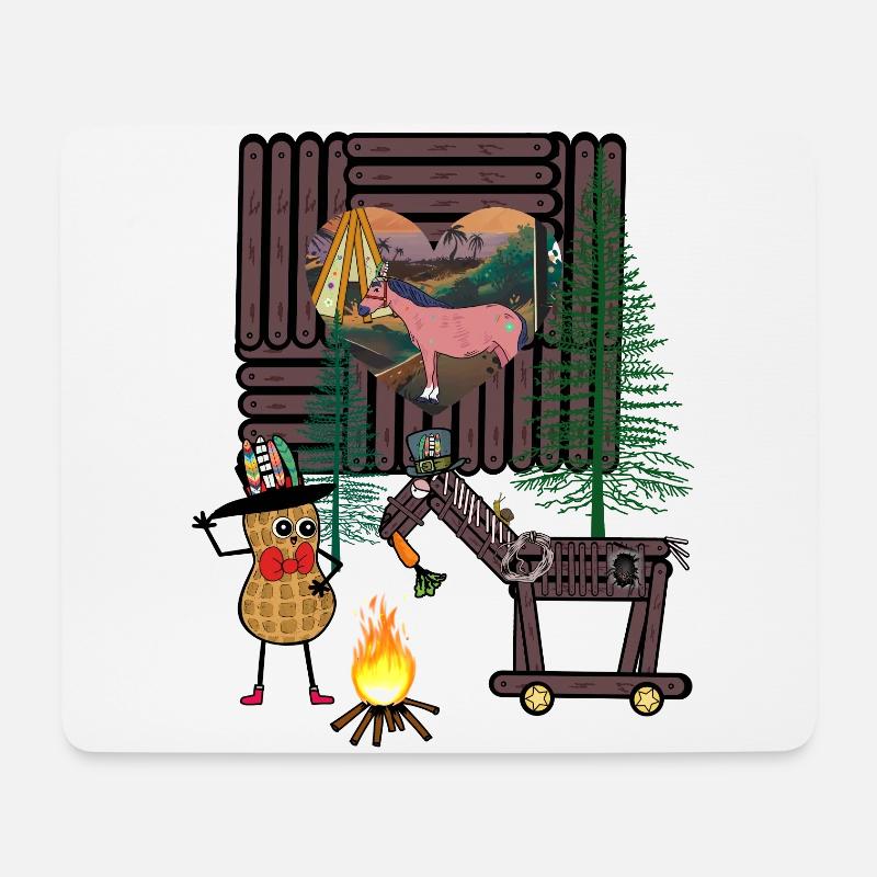 Wilder Westen Erdnuss Western Pferd Pferde - Mousepad (Querformat) - Weiß