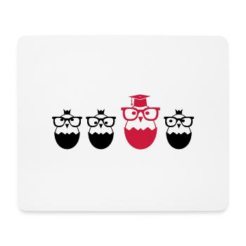 Chick with mortarboard and glasses, gift promotion - Mouse Pad (horizontal) - white - Front