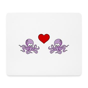 Krake Comic Couple amour - Tapis de souris (format paysage) - blanc - Devant