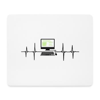 Ordinateur EKG programmeur de rythme cardiaque pc nerd - Tapis de souris (format paysage) - blanc - Devant