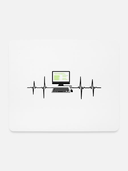 Computer EKG Herzschlag Programmierer PC Nerd - Mousepad (Querformat) - Weiß