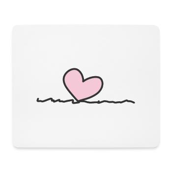 rosa Herz Linie - Mousepad (Querformat) - Weiß - Vorne