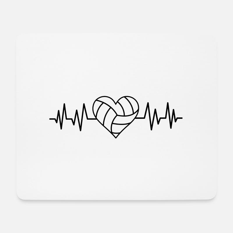 Volleyball Liebe mit dem Ball und Herzschlag - Mousepad (Querformat) - Weiß
