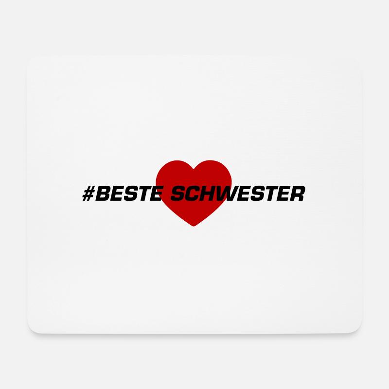 Beste Schwester Herz Liebe - Mousepad (Querformat) - Weiß