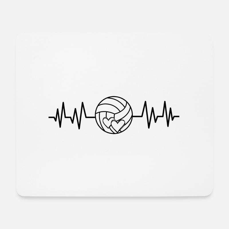 Volleyball Liebe mit dem Ball und Herzschlag - Mousepad (Querformat) - Weiß
