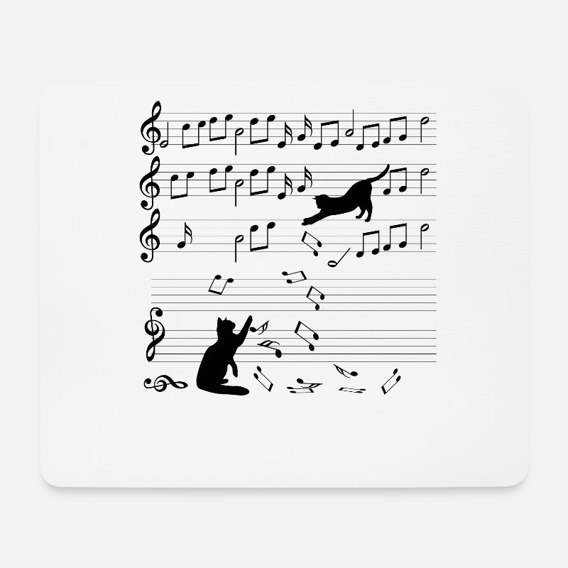 Katzen Musik Noten Spielzeug Instrument Geschenk - Mousepad (Querformat) - Weiß