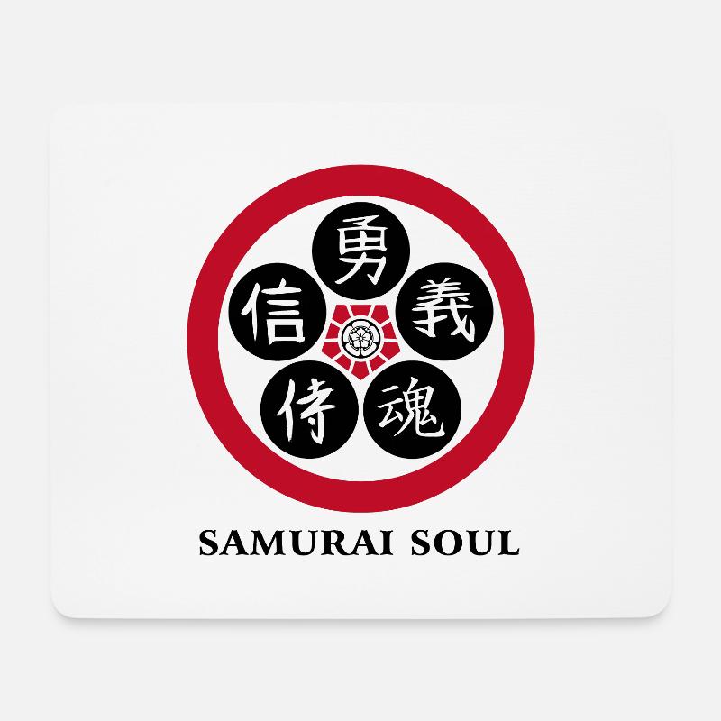 Kanji Samurai japanische Symbole weißes Thema - Mousepad (Querformat) - Weiß