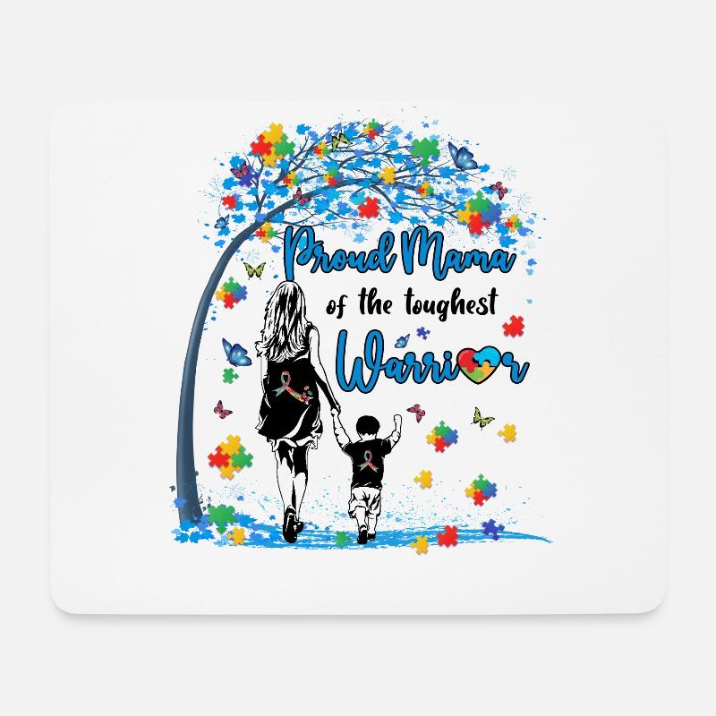Proud Mama Of The Toughest Warrior - Mousepad (Querformat) - Weiß