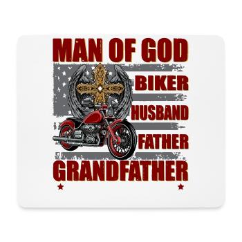 Man Of God Shirt Biker Husband Father Grandfather - Mouse Pad (horizontal) - white - Front