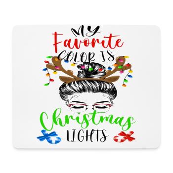Ma couleur préférée est le chignon désordonné des lumières de Noël - Tapis de souris (format paysage) - blanc - Devant