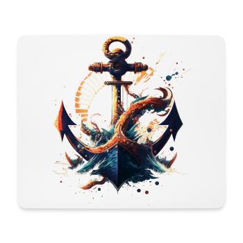 cooler Anker im maritimen Look, Segelboot - Mousepad (Querformat) - Weiß - Vorne