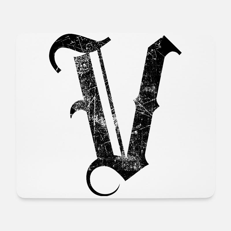 Tshirt alphabet initial V - Mouse Pad (horizontal) - white