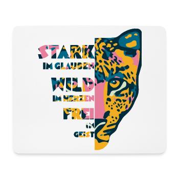 Löwe Kopf🦁 Stark im Glauben, Wild im Herzen, Frei - Mousepad (Querformat) - Weiß - Vorne