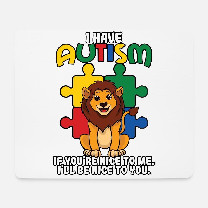 Ich Habe Autismus Löwe - Mousepad (Querformat) - Weiß