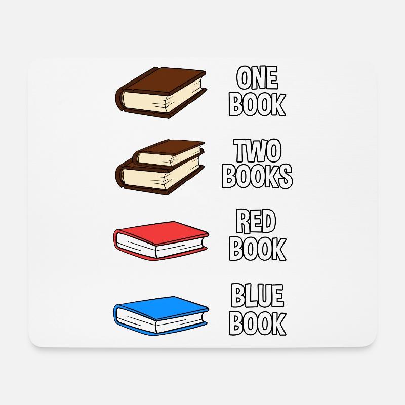 One Book Two Books Red Book Blue Book - Mousepad (Querformat) - Weiß