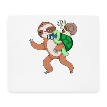 Schildkröte Schnecke und Faultier - Mousepad (Querformat) - Weiß - Vorne