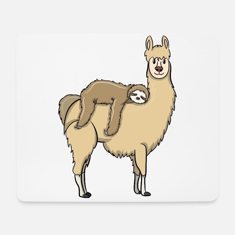 Faultier reitet auf Lama - Mousepad (Querformat) - Weiß