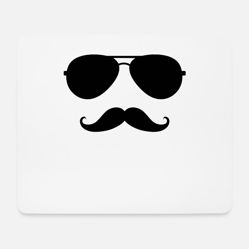moustache - Tapis de souris (format paysage) - blanc