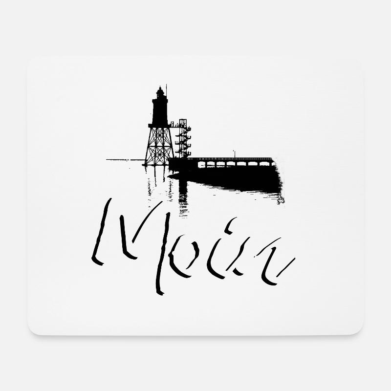 Moin für Nordlichter mit Leuchtturm Obereversand - Mousepad (Querformat) - Weiß